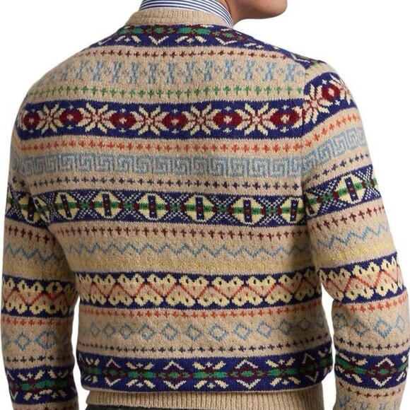 Polo Ralph Lauren Fair Isle Jacquard Wool Alpaca Holiday Sweater Sportsman L - Picture 4 of 13